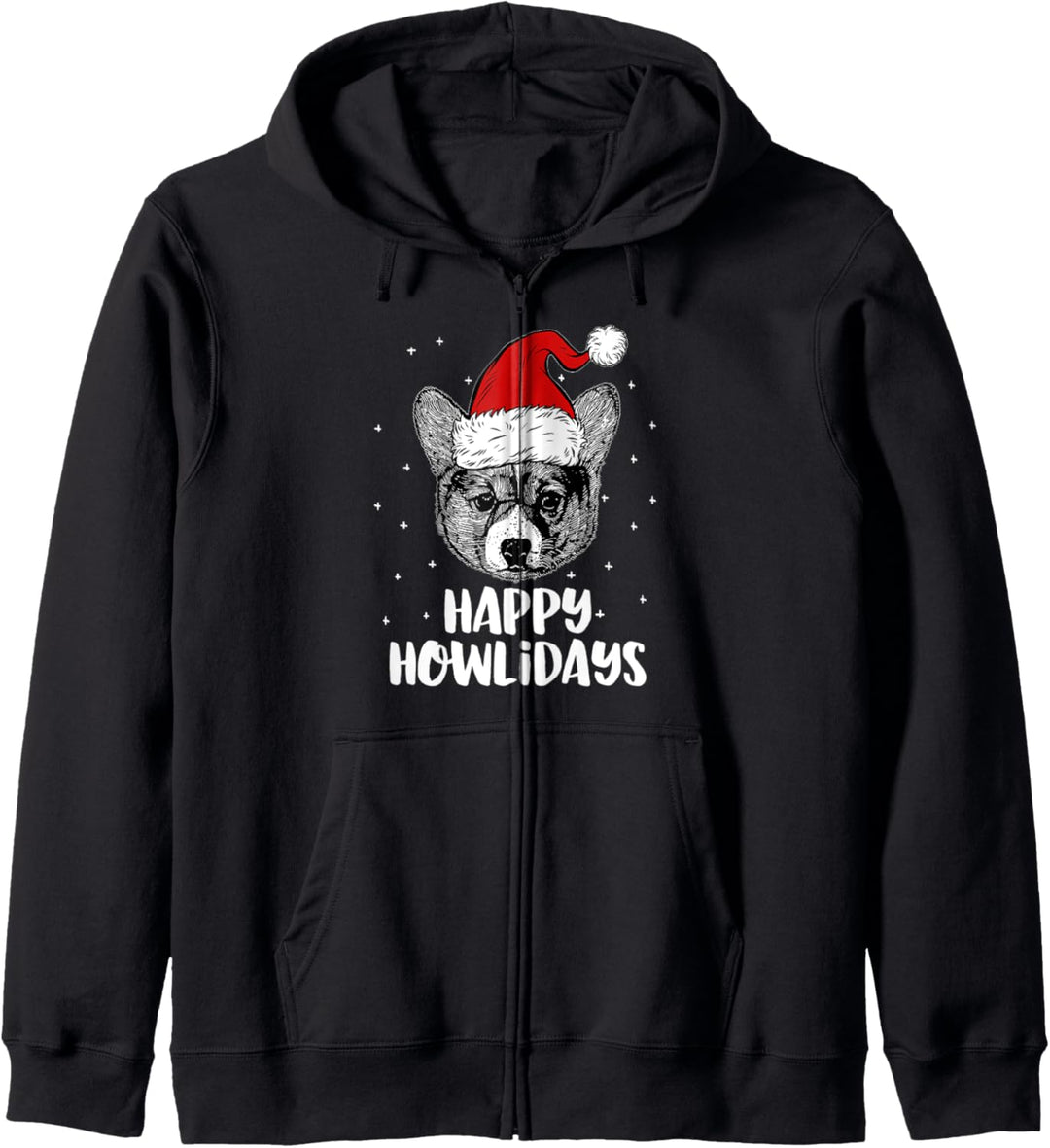 Corgi mit Weihnachtsmann-Mütze | Happy Howlidays Kapuzenjacke