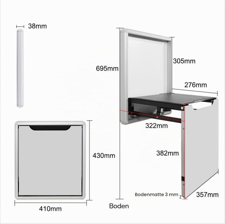 Hoconnie Wandklappstuhl Wandmontierter Klappstuhl zur Wandmontage Unsichtbarer Wandstuhl Platzsparen
