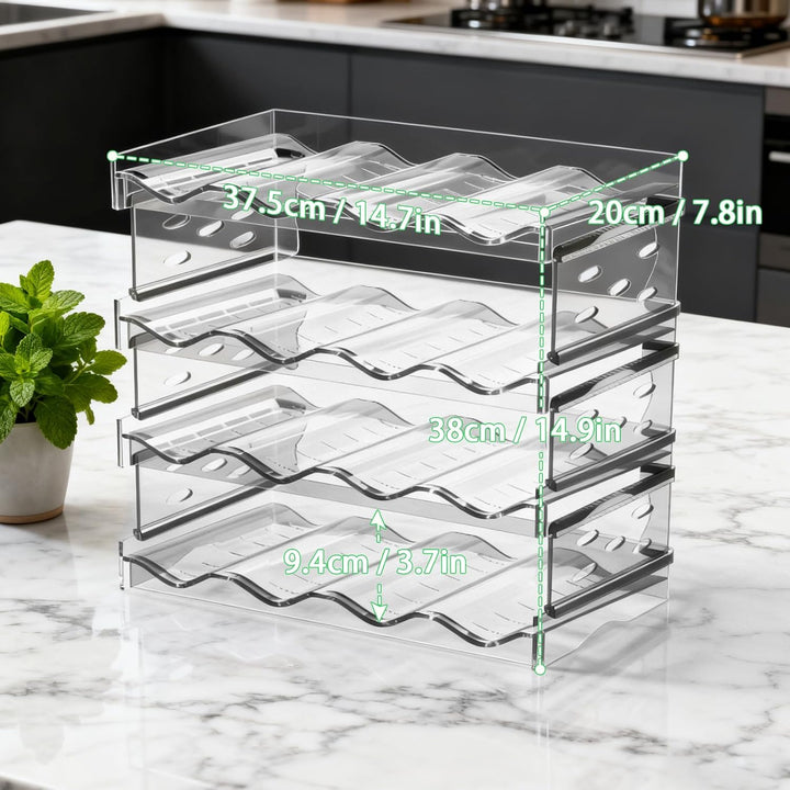 Flaschenregal Kühlschrank Stapelbarer 4 Tier 16 Flaschen Organizer Schrank Weinregal Weinflaschenhal