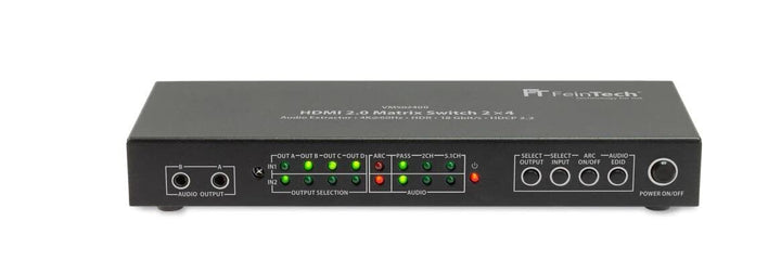 FeinTech VMS02400 HDMI 2.0 Matrix Switch Splitter 2 Eingänge 4 Ausgänge Audio Extractor 4K 60Hz HDR