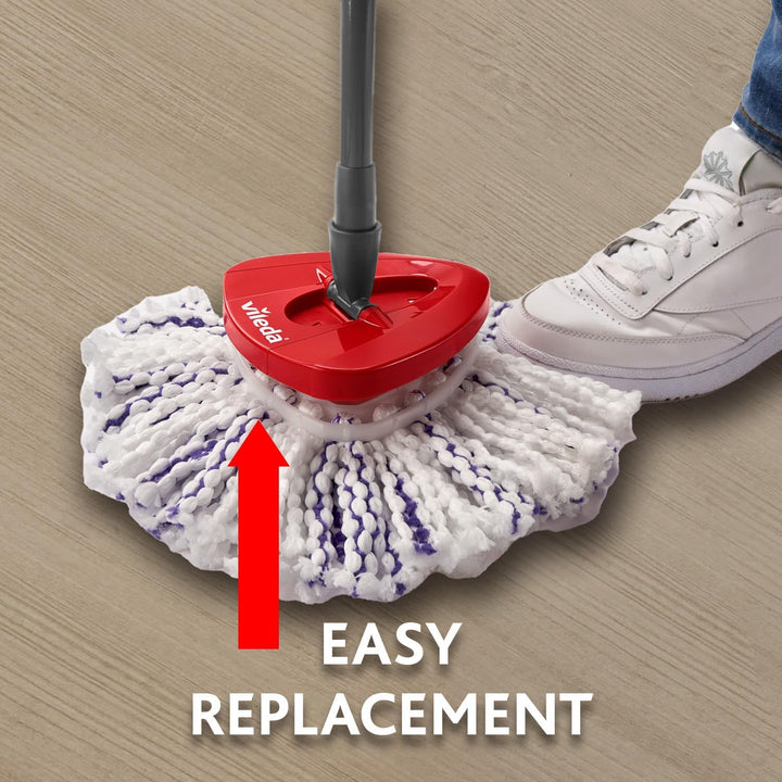 Vileda Turbo 3in1 EasyWring&Clean Wischmopp Ersatzköpfe, Mikrofaser Moppköpfe mit Kraftfasern für Vi