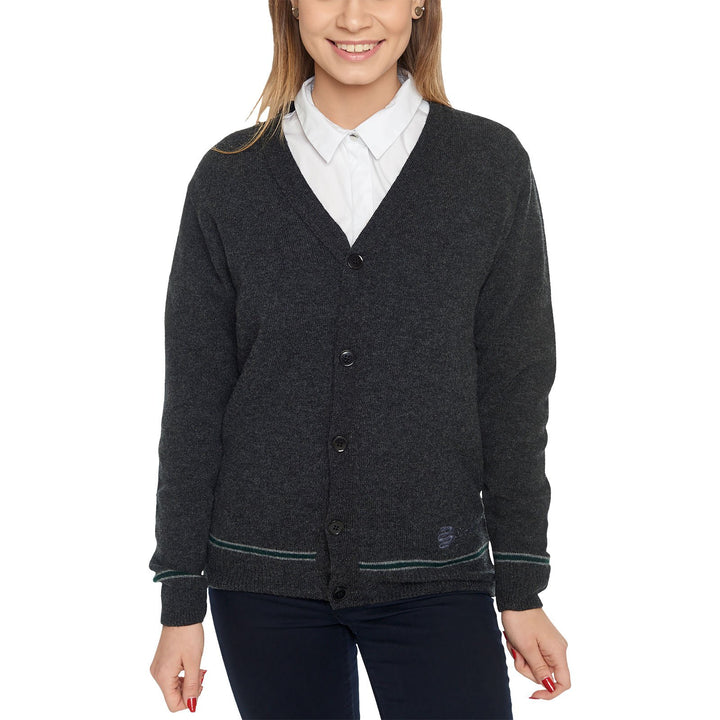 Harry Potter Slytherin Cardigan Hogwarts Uniform Lammwolle Made in Schottland - XXS