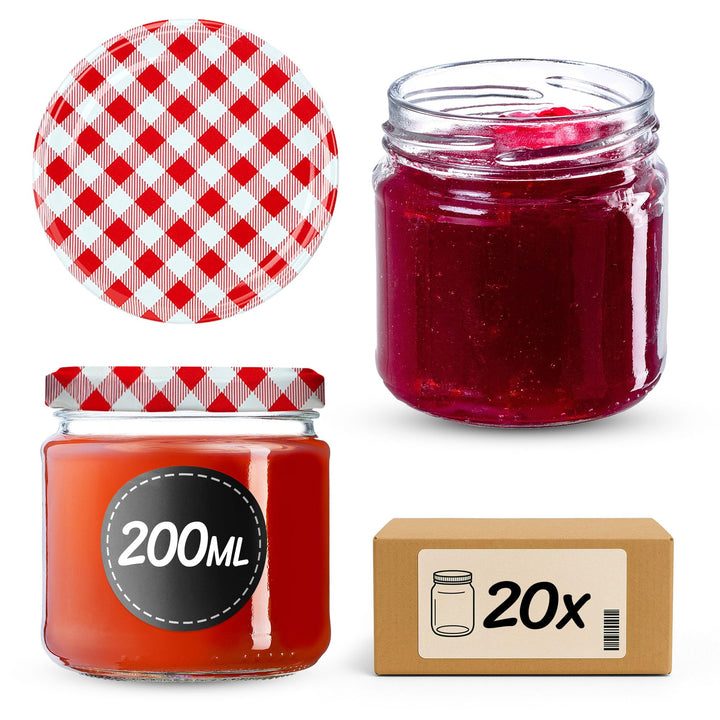 KADAX Kleine Einmachgläser 200 ml, Marmeladengläser, fi66 mm, Minigläser für Honig und Gewürze, Luft