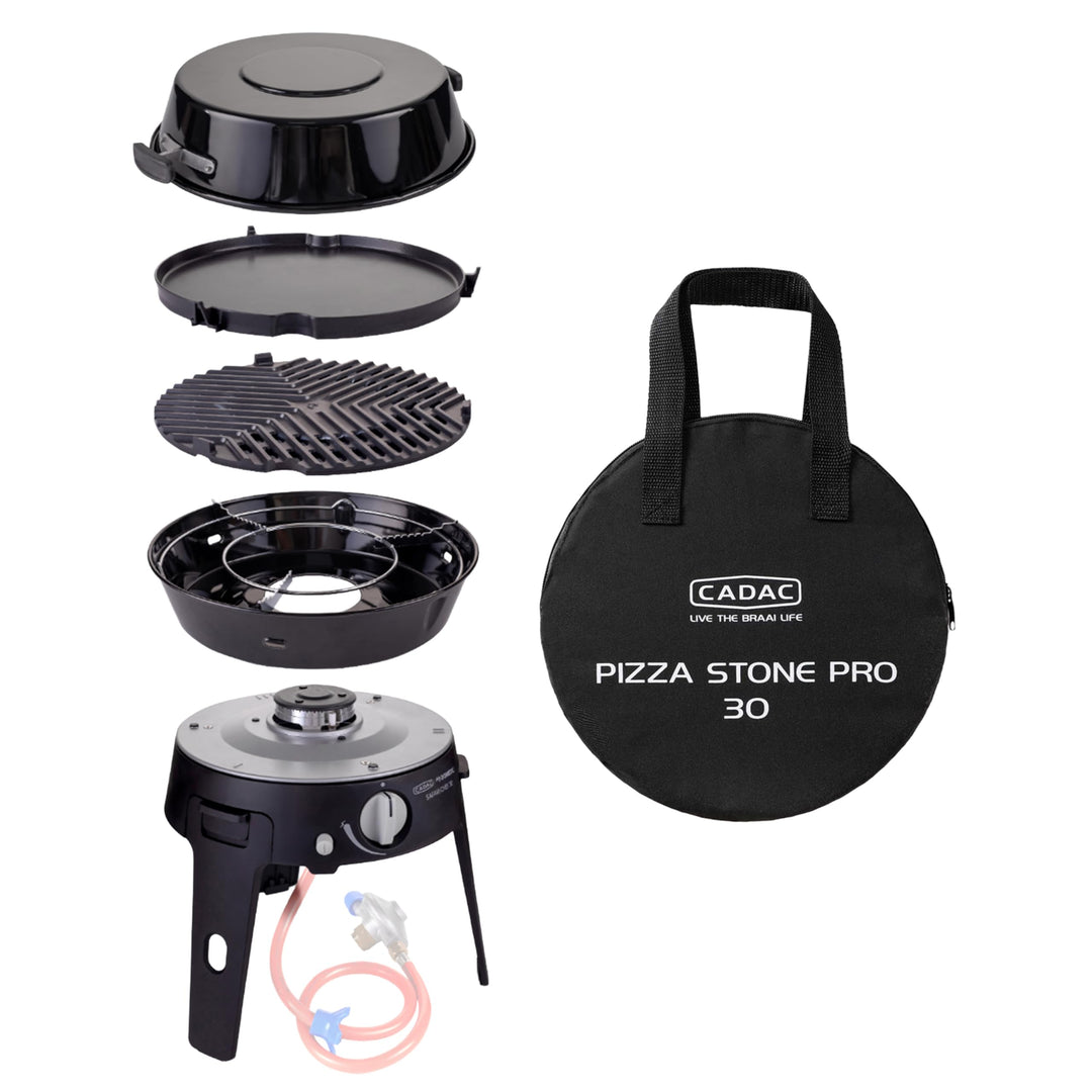 CADAC - Safari Chef 30 LP Deluxe + Pizzastein Pro 30 - Tragbarer Grill mit GreenGrill-Keramikbeschic