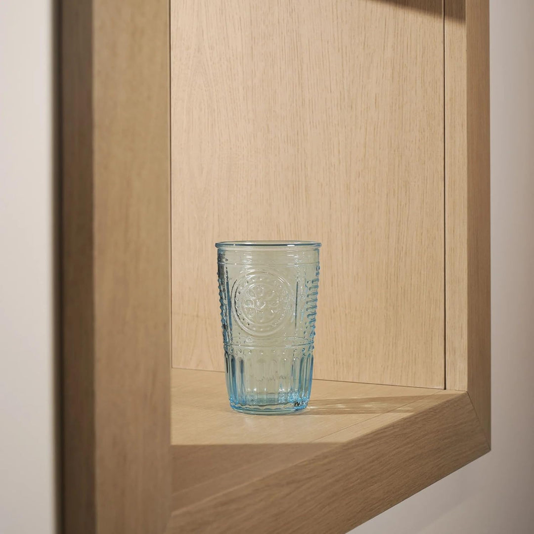 Bormioli Rocco 090789 Glas, Romantic, Blau, 4 Stück 4 Stück (1er Pack) Blau, 4 Stück (1er Pack) Blau