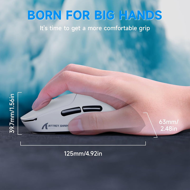 ATTACK SHARK X8 Serie Kabellose Gaming-Maus, 55–65 g Superleicht, PixArt PAW3395/3950 Sensor, BT/2.4