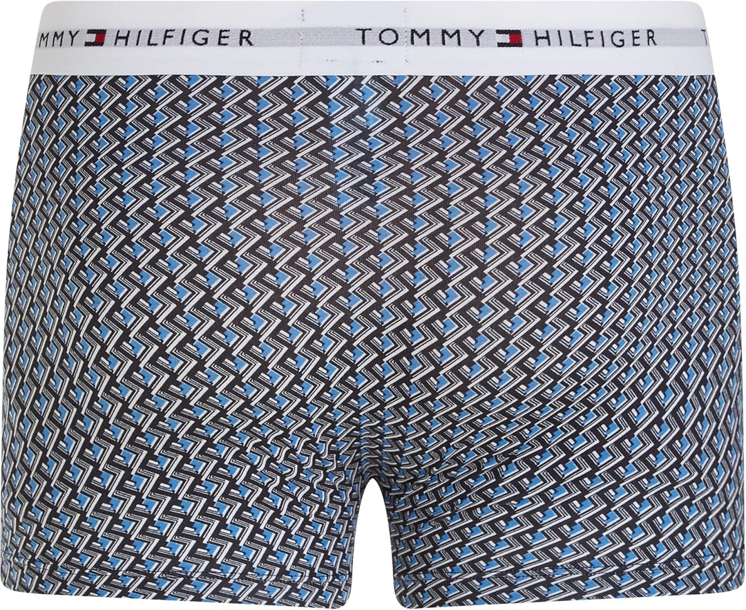 Tommy Hilfiger Herren 3er Pack Boxershorts Trunks Unterwäsche S Blau (Crop Geo/Well Water/Desert Sky
