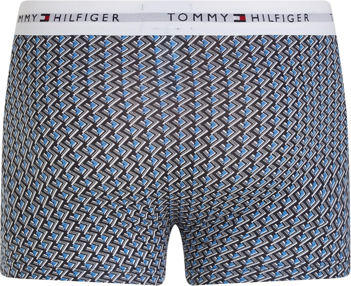 Tommy Hilfiger Herren 3er Pack Boxershorts Trunks Unterwäsche S Blau (Crop Geo/Well Water/Desert Sky
