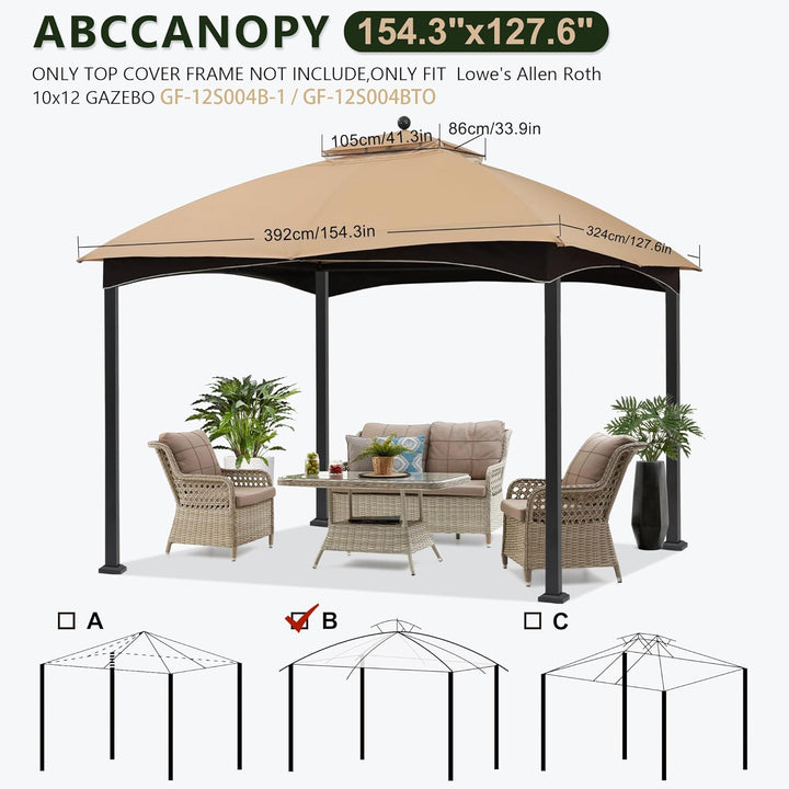 ABCCANOPY Ersatz-Ober- und Stangenabdeckungen für #GF-12S004B-1 Polyester New Beige, Polyester New B