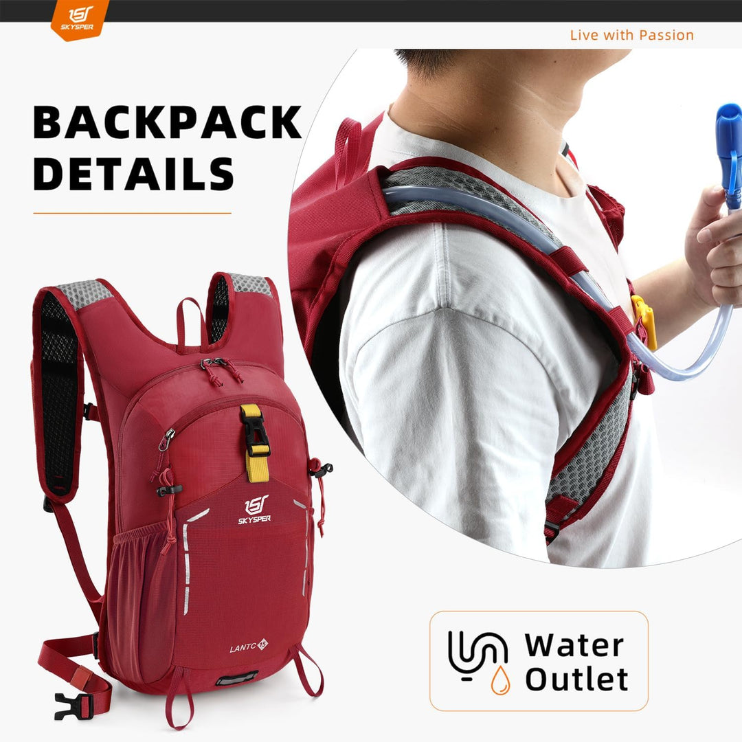 SKYSPER Wanderrucksack 15L Rucksack Herren Klein Tagesrucksack Leichter Trekkingrucksack für Wandern