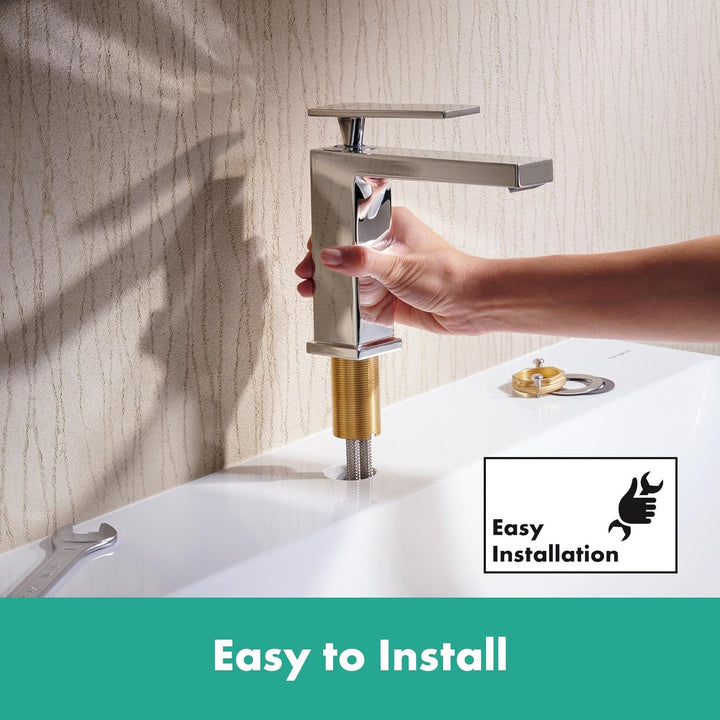 hansgrohe Tecturis E - Waschtischarmatur mit Zugstange, energiesparend (CoolStart), Wasserhahn Bad m