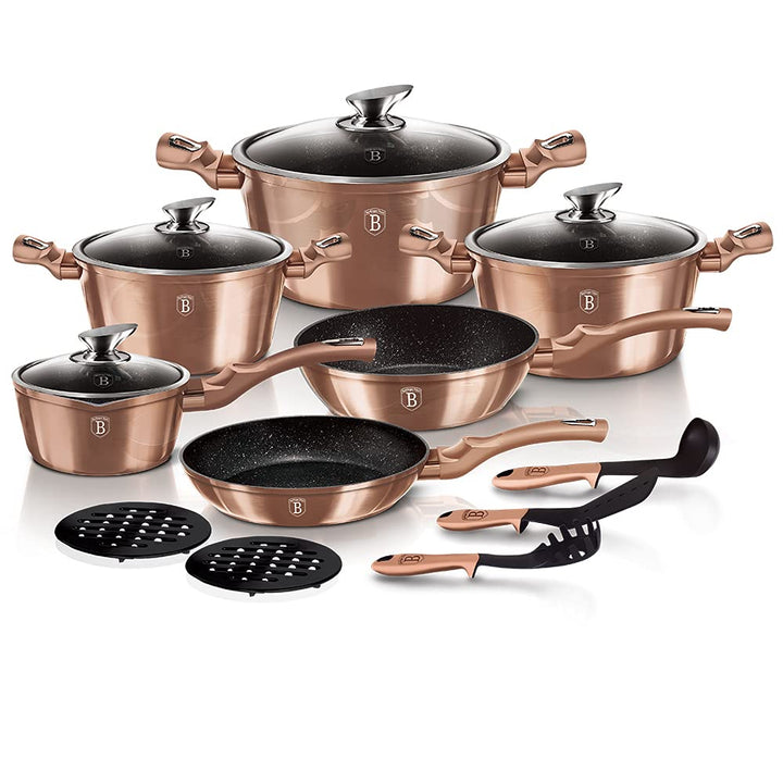 Berlinger Haus 15Pcs Metallisch Kochgeschirr Set - Roségold, Roségold