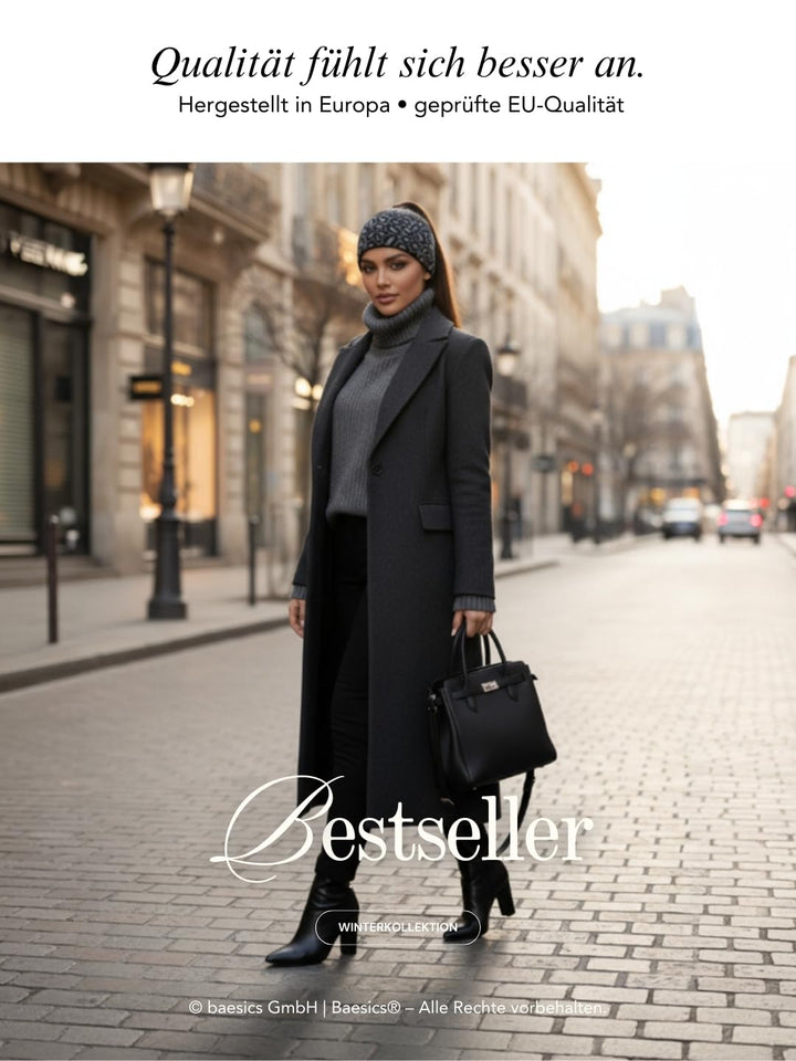 Baesics Stirnband Leo Anthrazit für Damen & Herren – warme & elastische Unisex Ohrenwärmer mit Fleec