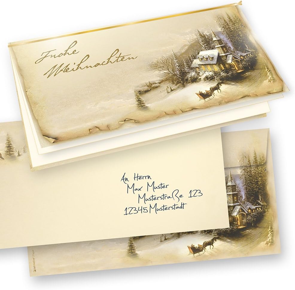 tatmotive 10-er Set Weihnachtskarten Klappkarten Grusskarten Set Motiv WINTERIDYLLE Frohe Weihnachte