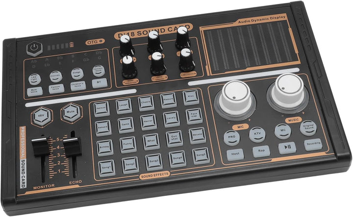 Professioneller Audiomixer, Bunte Lichter DJ18 Bluetooth-Live-Soundkarte, mit 12 Elektrischen Sounde