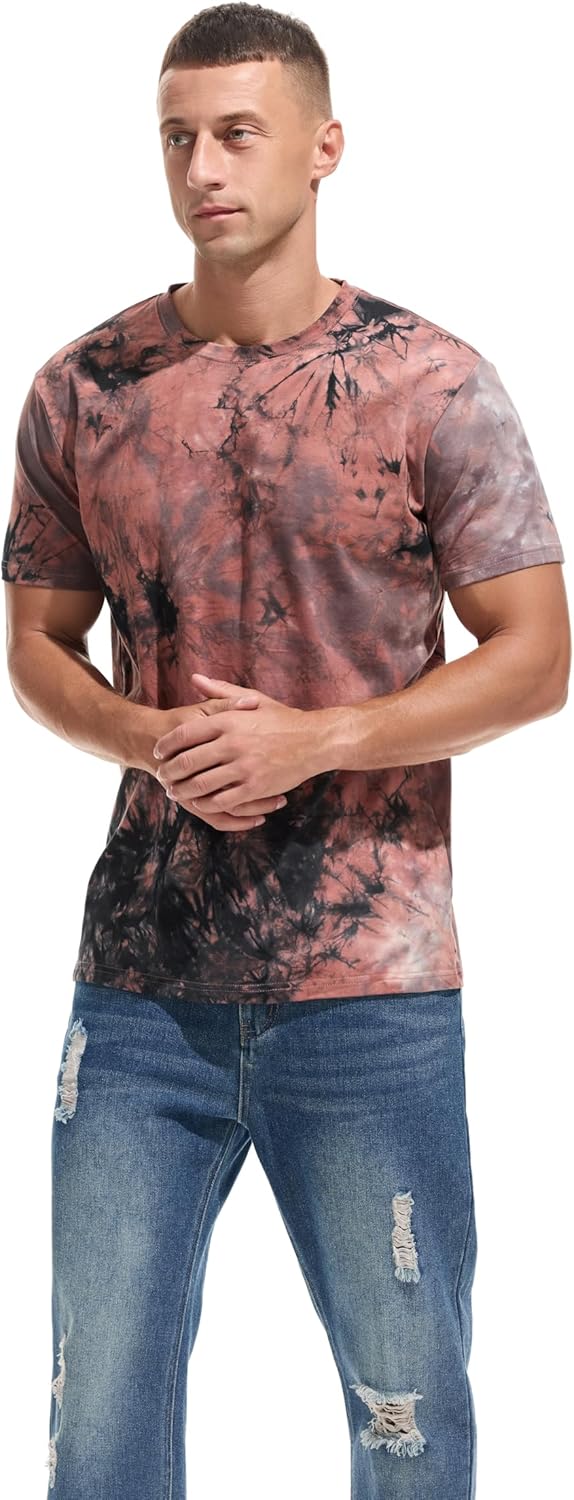 RONOMO Herren T-Shirts, Krawatte gefärbte T-Shirts, lässige T-Shirts, Bedruckte T-Shirts, Graffiti T