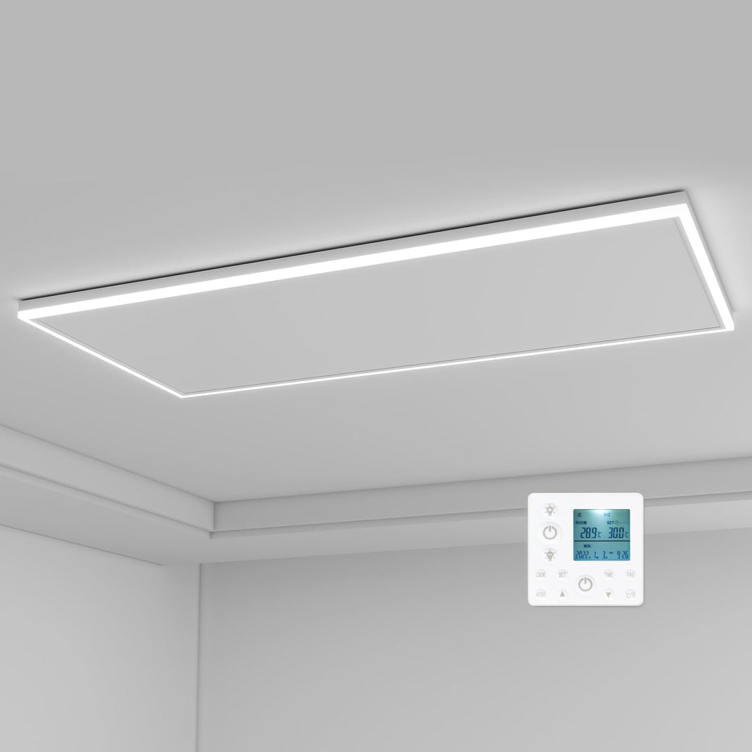 byecold Infrarotheizung mit Thermostat Deckenheizung 800W LED Beleuchtung Licht Kaltweiss/Warmweiss
