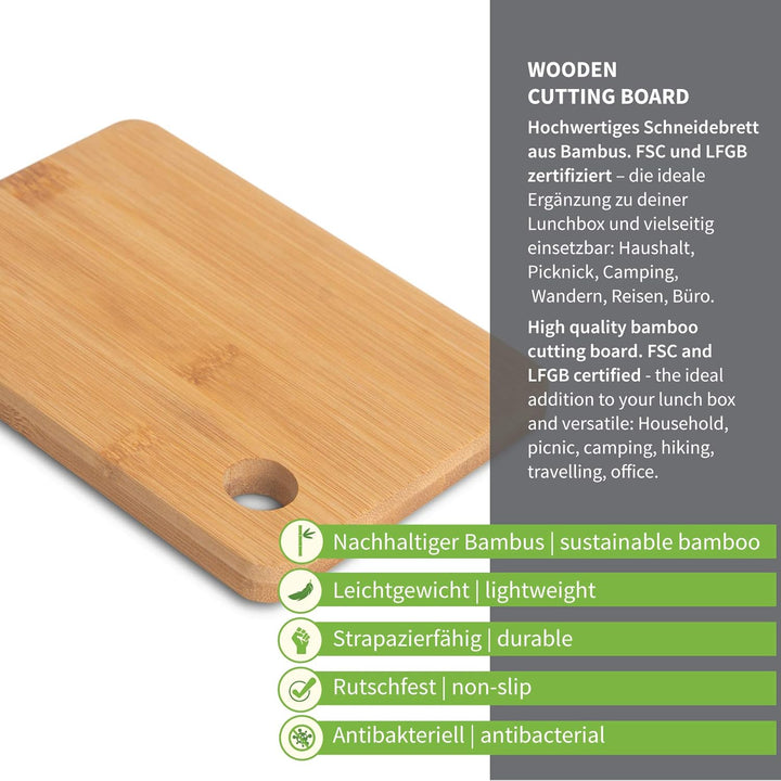 hydro2go auslaufsichere Lunchbox aus Edelstahl – BPA-frei, plastikfrei, mit Trennwand, Schneidebrett