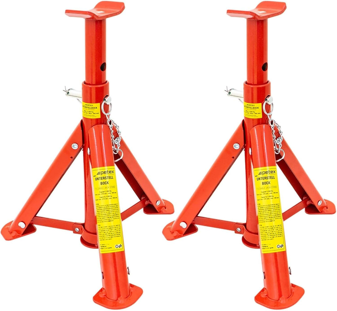 PETEX Rangierwagenheber, 2 T, hydraulisch + 2X Unterstellböcke, höhenverstellbar und faltbar, 2 T, r