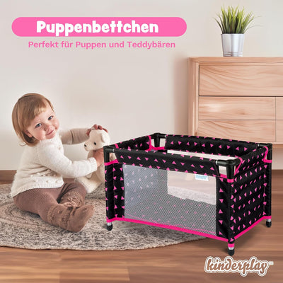 Kinderplay Puppenbett | Puppen Bett Spielzeug - Puppenreisebett für Baby Born | Baby Annabell Puppen