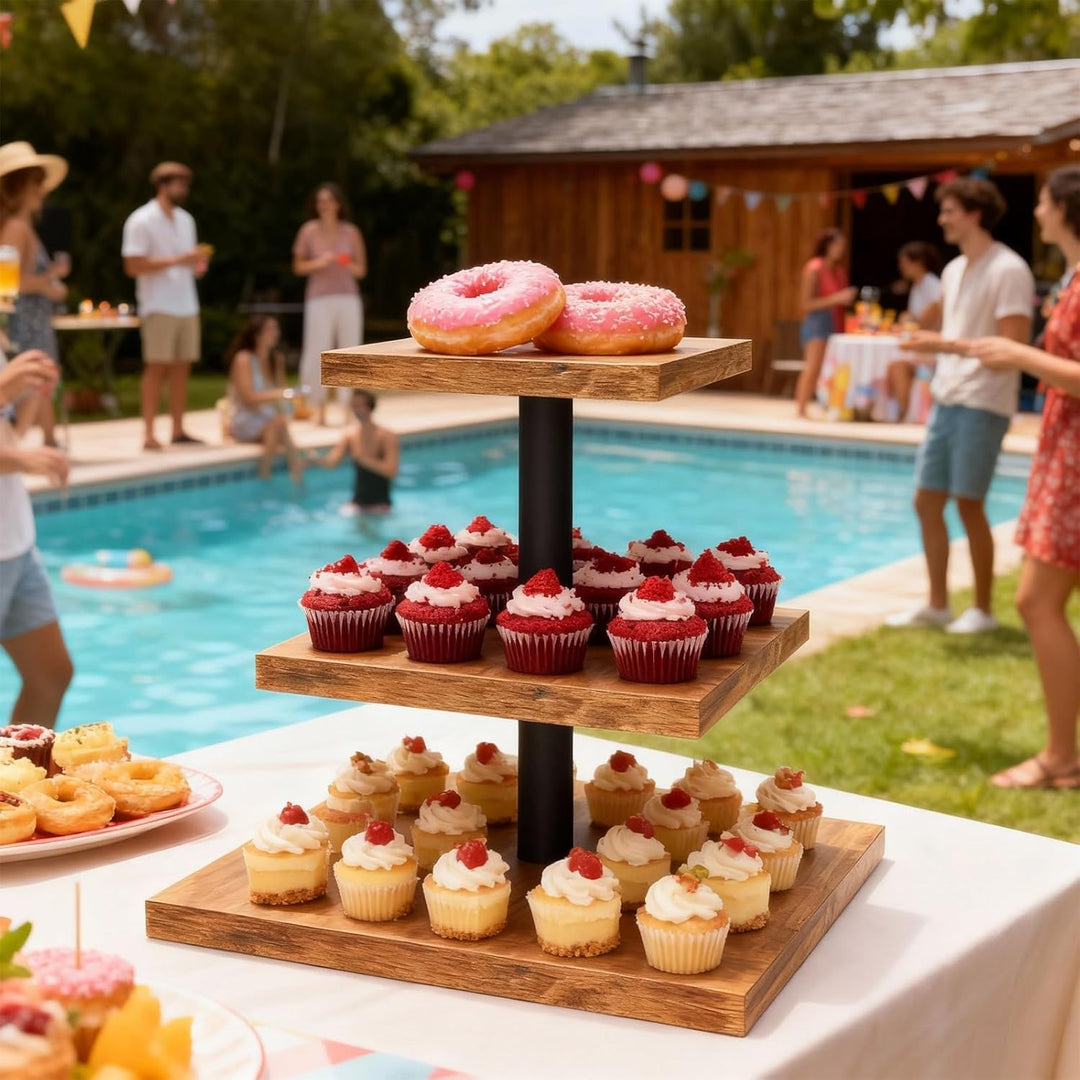 Holz-Cupcake-Ständer, Kuchenständer und Kuchentabletts, Mehrstöckige Gebäcktabletts, Wiederverwendba