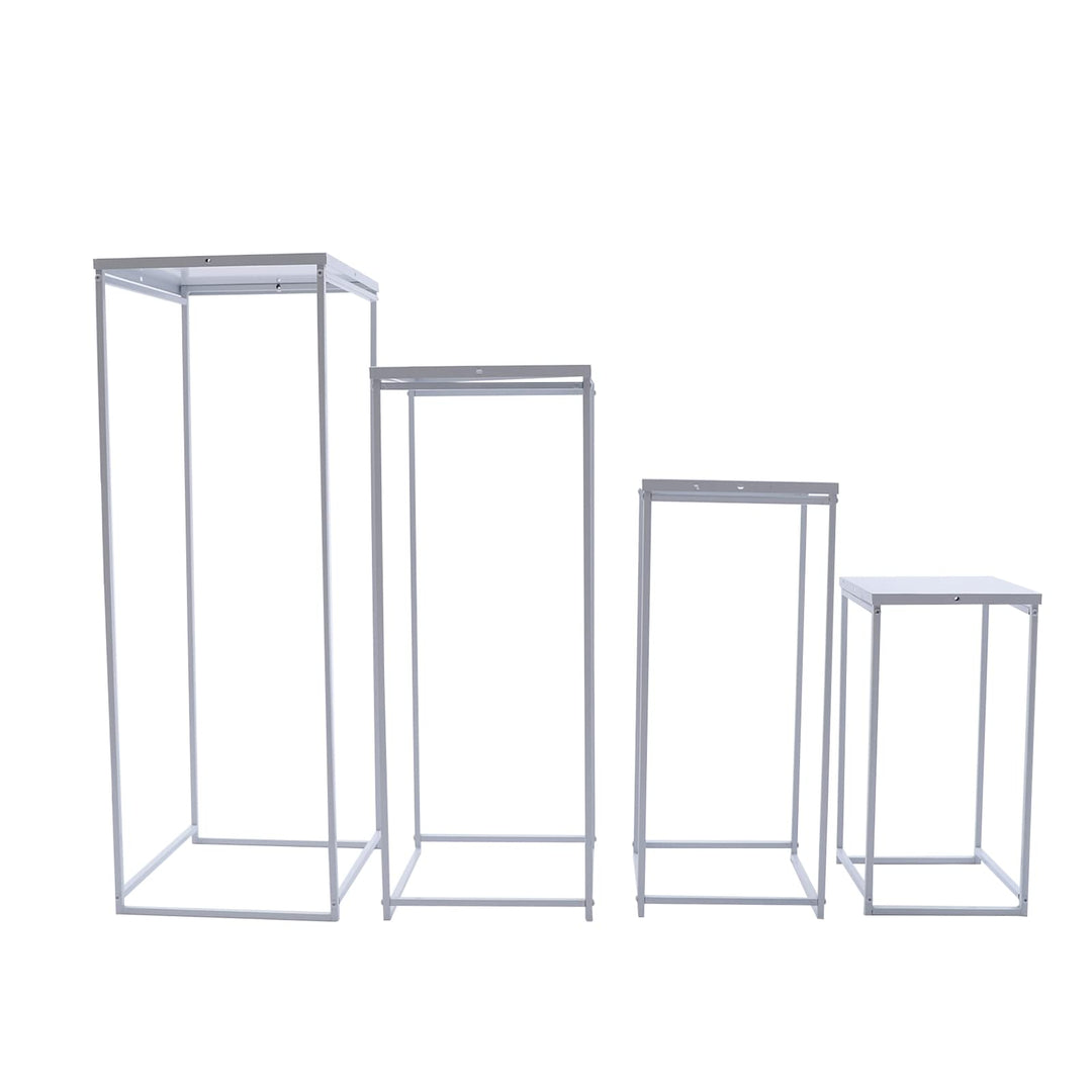 4 Stück Weiss Blumenständer Metall, Hochzeitsvase Blumensäule Quadratisch, Goldvasen Säule Dekosäule