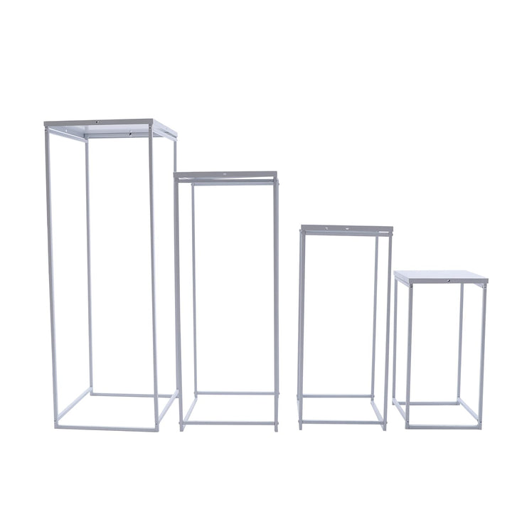 4 Stück Weiss Blumenständer Metall, Hochzeitsvase Blumensäule Quadratisch, Goldvasen Säule Dekosäule