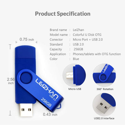 leizhan USB Speicherstick 2.0 OTG Metall Pendrive für Android Smartphone USB Flash Disk Micro USB Pe