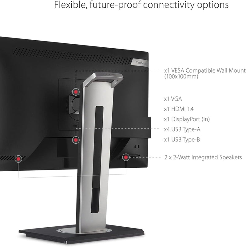 Viewsonic VG2448A-2 60,5 cm (24 Zoll) Büro Monitor (Full-HD, IPS-Panel, HDMI, DP, USB 3.0 Hub, Höhen