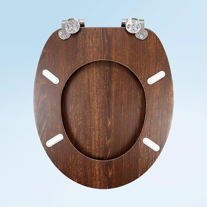 WC-Sitz mit Absenkautomatik, Toilettendeckel aus stabilem MDF-Holzkern, Verstellbare Scharniere aus