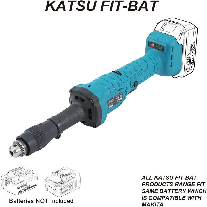 KATSU FIT-BAT 18V Akku-Geradeschleifer bürstenlos mit 6 mm Bohrfutter und 6 variablen Geschwindigkei