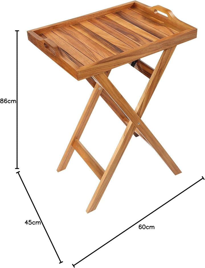 Zassenhaus Serviertablett mit Ständer Akazienholz | Klappbar | Tablett mit Griffen | Frühstückstable