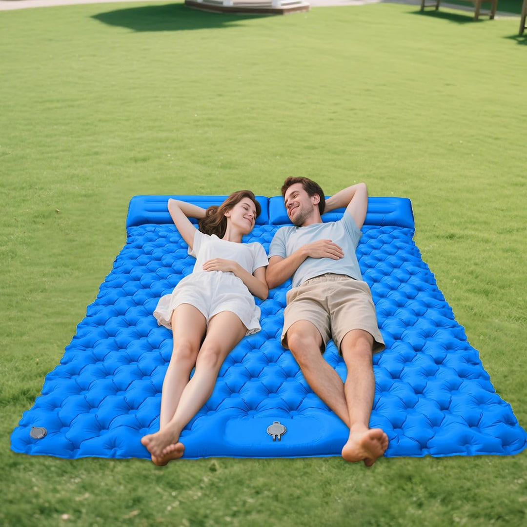 Camping Schlafmatte | 2-Personen Luftkissenmatratze Mit Kopfkissen | Leichtes & Kompaktes Outdoor Zu