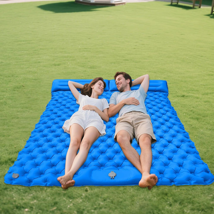 Camping Schlafmatte | 2-Personen Luftkissenmatratze Mit Kopfkissen | Leichtes & Kompaktes Outdoor Zu