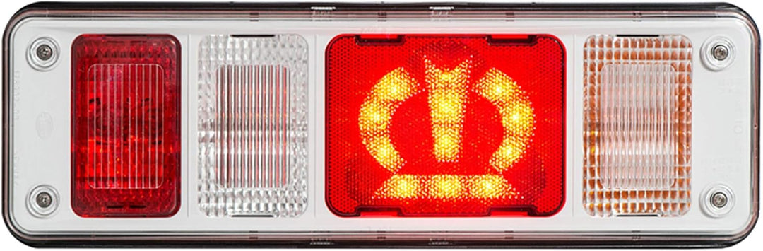 HELLA - Heckleuchte "Krone" - Hybrid - 24V - Anbau/geschraubt - Lichtscheibenfarbe: glasklar - Steck