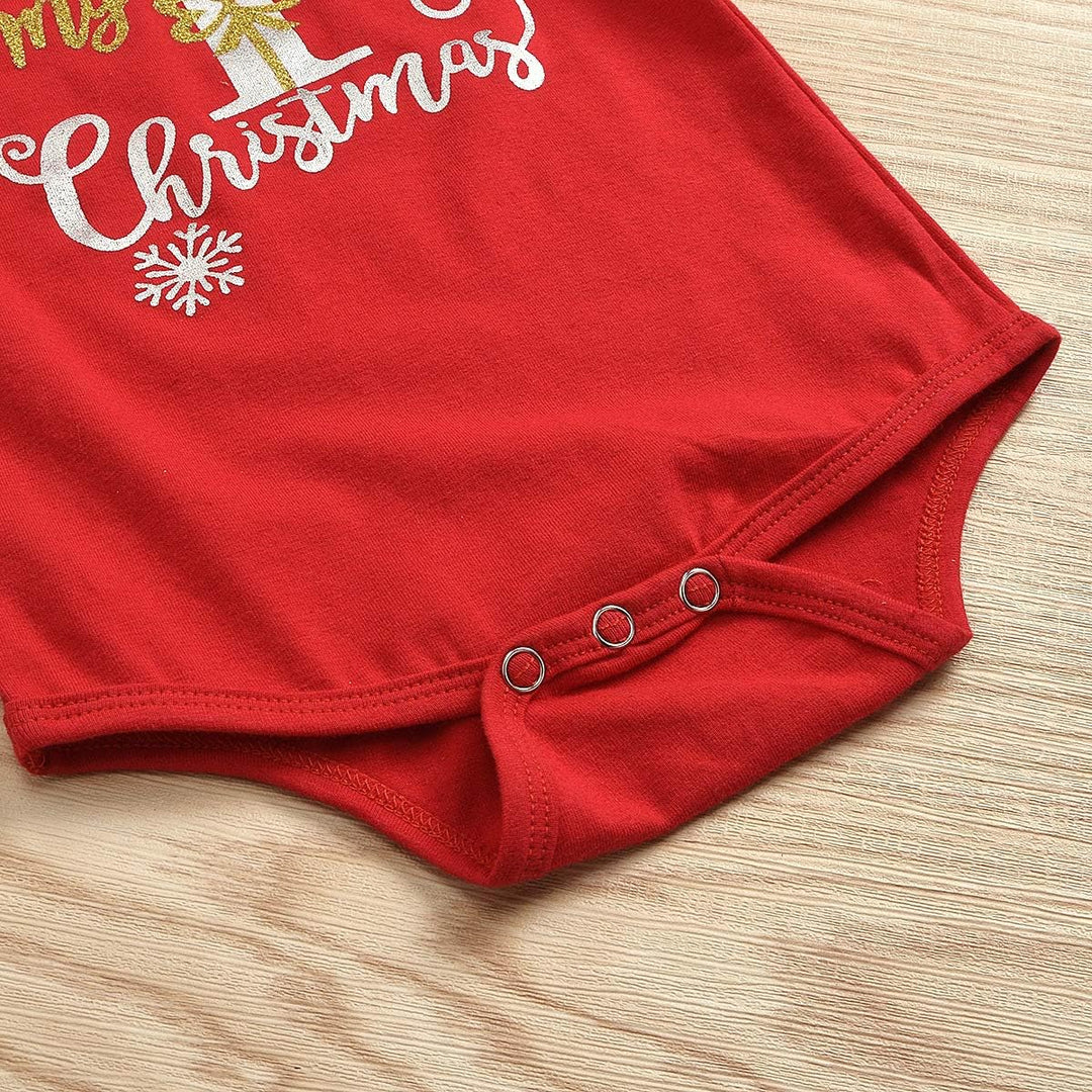 Neugeborenes Baby Mädchen Weihnachtsoutfits My 1st Christmas Strampler + Tutu Rock + Stirnband 3Pcs