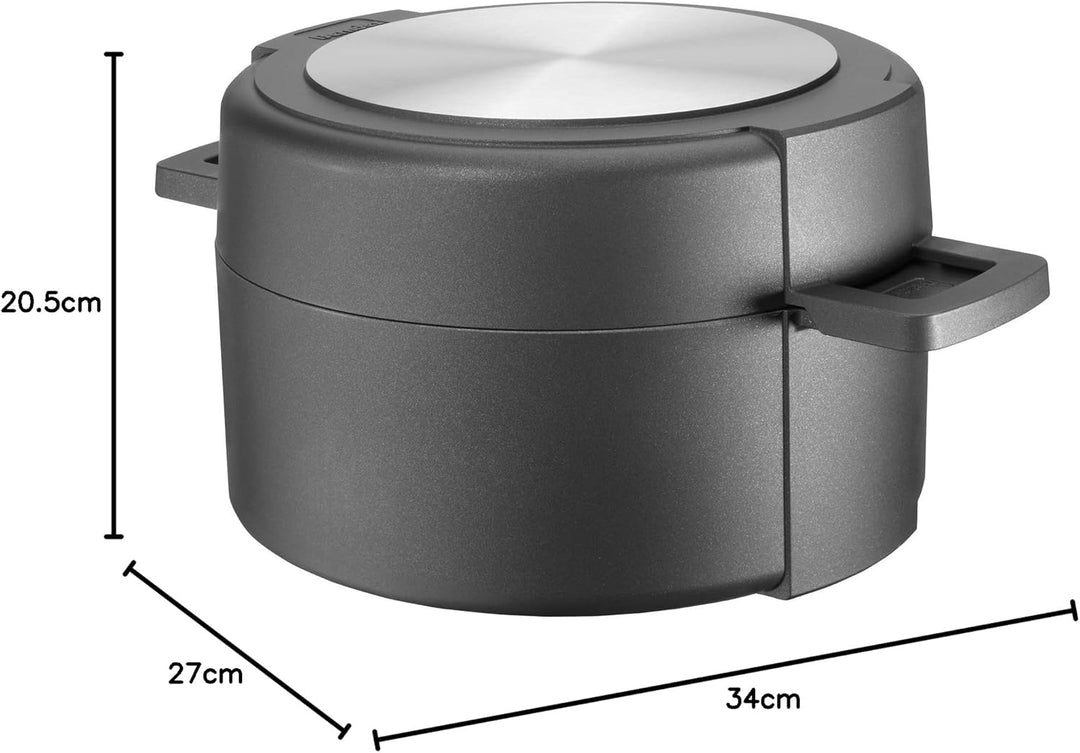 Berndes 035100 Double Round Kochgeschirrset, Kochtopf, 24 cm und Schmorkasserolle mit Glasdeckel, 24