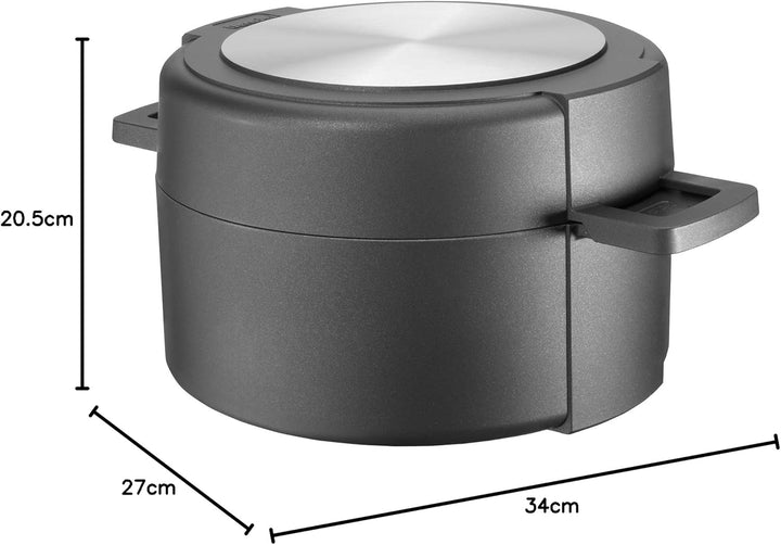 Berndes 035100 Double Round Kochgeschirrset, Kochtopf, 24 cm und Schmorkasserolle mit Glasdeckel, 24