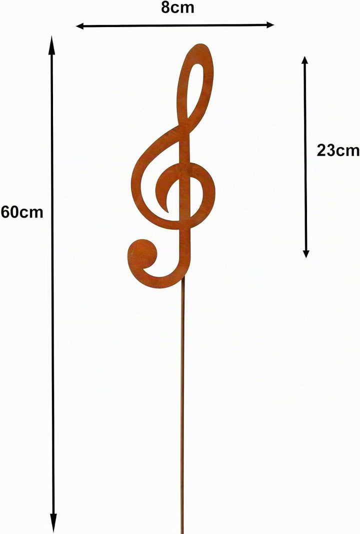 Bornhöft Gartenstecker Noten 3er Set Notenschlüssel Note Beetstecker Topfstecker Metall Rost Gartend