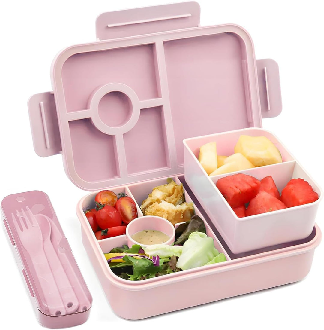 Bugucat Brotdose Kinder mit 5 Fächern 1300ML, Auslaufsicher Lunchbox Kinder, Bento Box Brotdosen mit