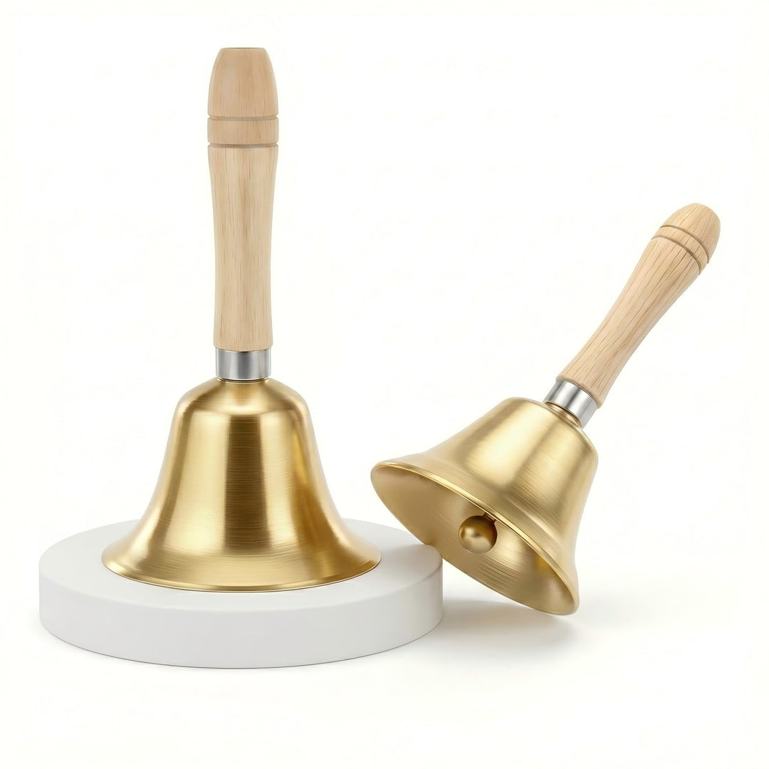 2er Set Hochwertiges Lauter Metallhandglocken Aus Messing Ideal für Festliche Anlässe Meditation Yog