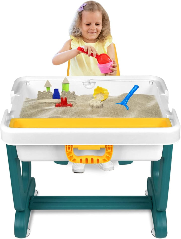 5-in-1 Kindertisch mit Stühle Set Kinder Tisch Stuhl Spieltisch mit Bausteine und 2 Stühle Doppelsei