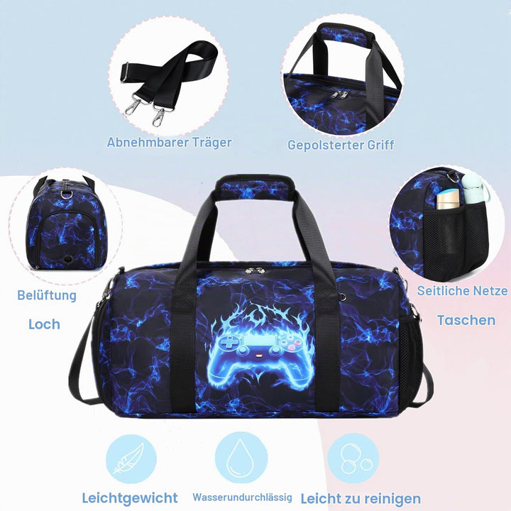 Sporttasche Kinder Jungen Reisetasche Trainingstasche Turntasche Klein Schwimmtasche Kinder mit Schu