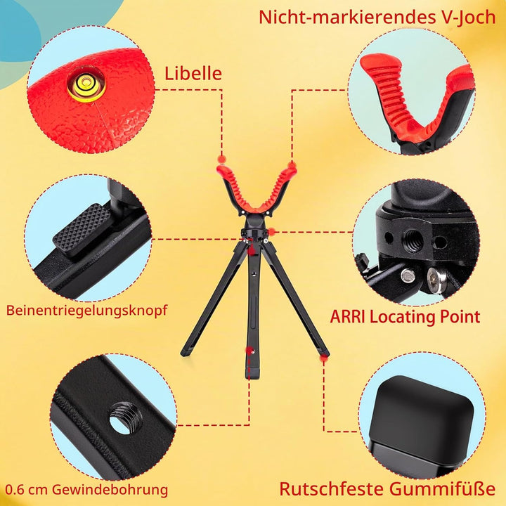 Zeadio Kamerastativ-Auflage, 2,4-8,7 Zoll (6,1-22 cm) höhenverstellbare Stativhalterung mit 360-Grad