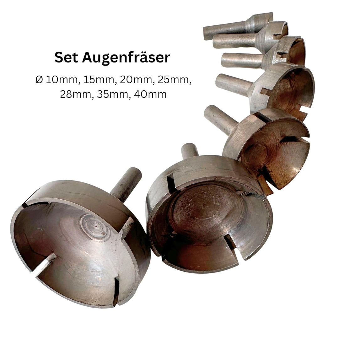 EDER Augenfräser Set 7-teilig für Kettensägenschnitzen - Schaft 6mm – Made in Germany – Brennfräser