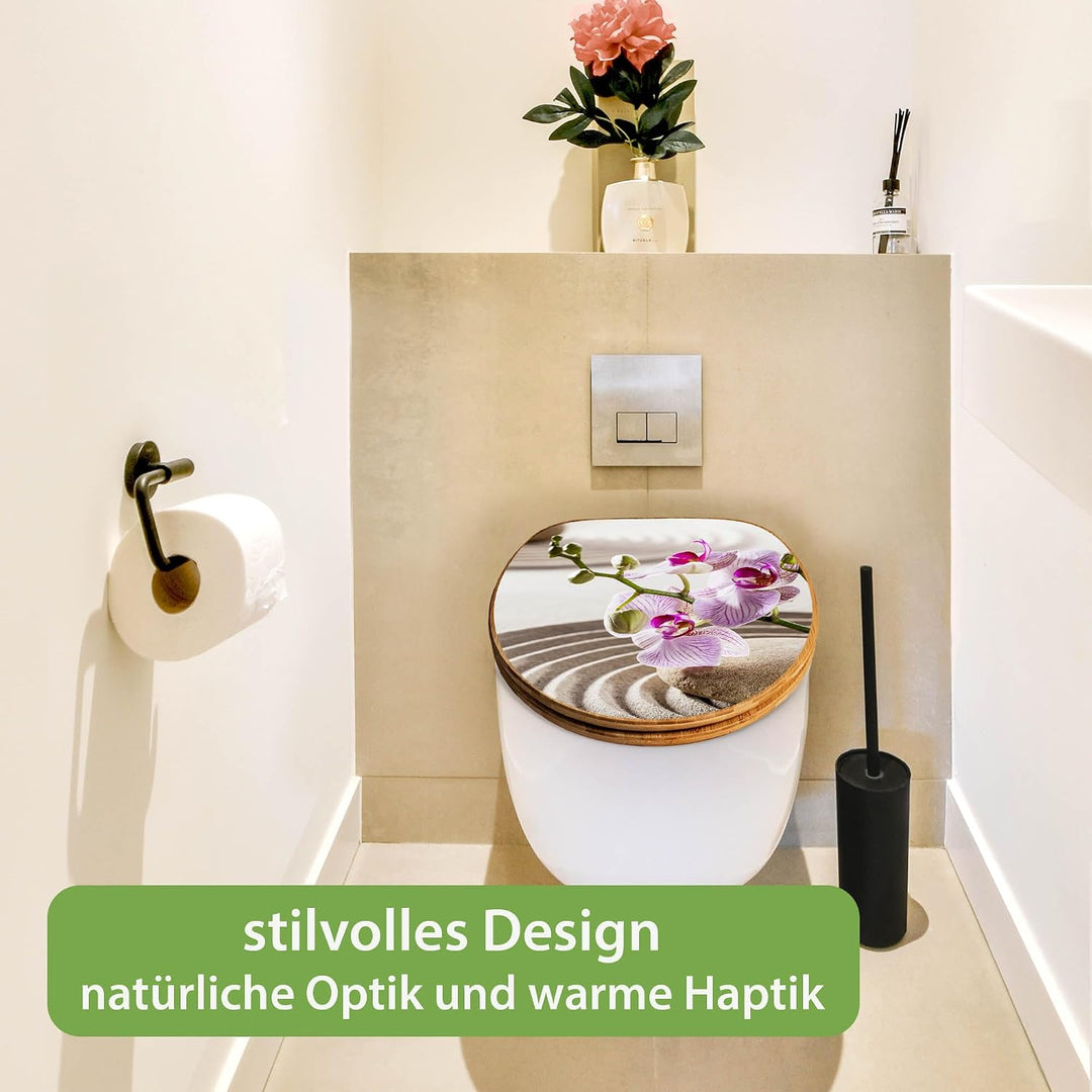 banjado Design WC Sitz Bambus Absenkautomatik 45,8x37,5cm - Toilettendeckel mit Absenkautomatik Holz