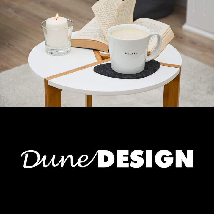 DuneDesign Nordic Style Beistelltisch - 40 x 45 cm Holz Tisch Rund - Couchtisch Nachttisch Weiss