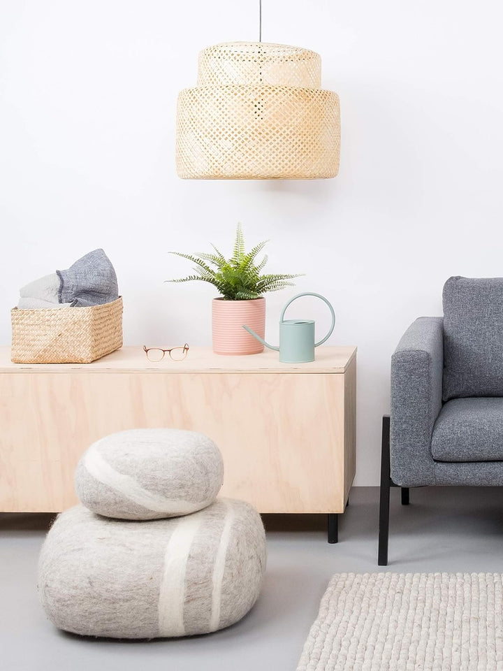 Béla - Filz Kieselstein, Meditationskissen, Yogakissen, Dekokissen, Pouf, beige rund - Grösse M 40 x