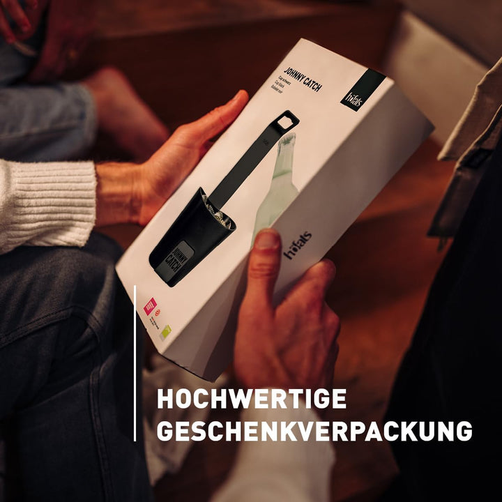 höfats- Johnny Catch Cup SCHWARZ - Edelstahl Flaschenöffner mit Auffangbehälter - fängt bis zu 60 Kr