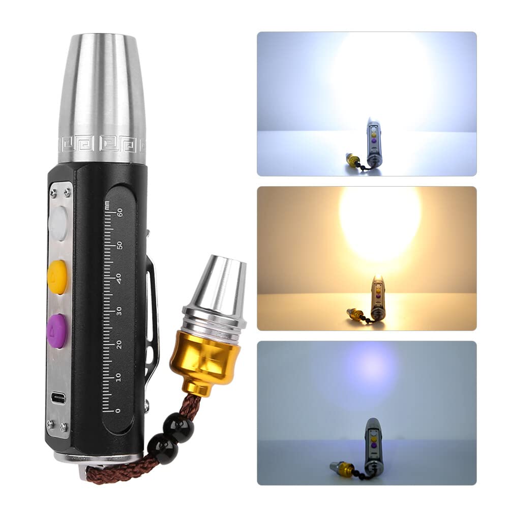 Yuehuamech Jade Appraisal Flashlight Portable 3 LEDs Expert Torch USB Rechargeable Jewelry Flashligh